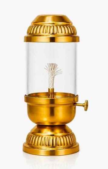 Metal Akhand Diya for Puja | Brass Oil Lamp with Borosilicate Glass Cover for Home Mandir & Festive Decoration-image-25