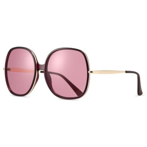 Image of Freckles Mark 70s Super Oversize Square Sunglasses for Women Vintage Rectangular Plastic Frame