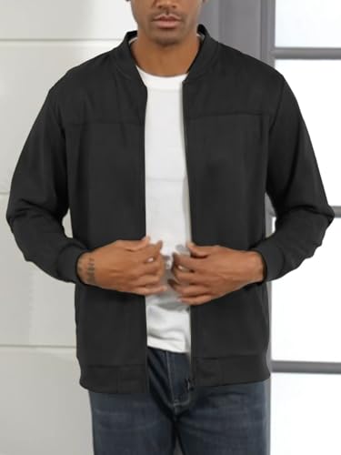 Men's Vintage Lightweight Suede Aviator Jacket Casual Stylish Fall Jackets Full Zip Knit Jackets2