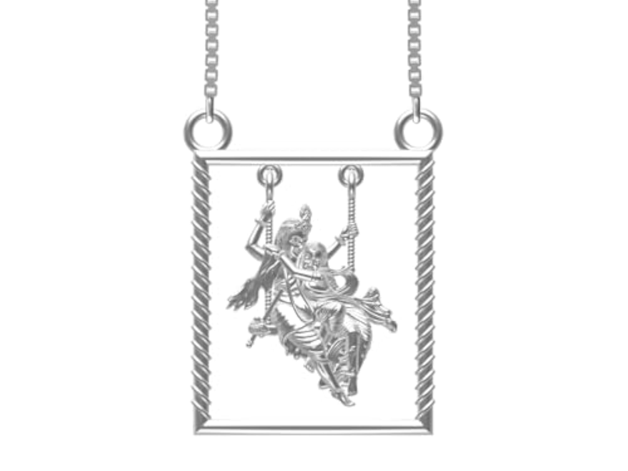 Lord Radha Krishna Pendant Necklace, 925 Silver Gift