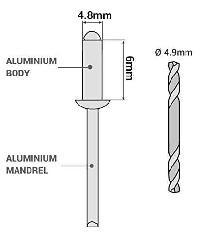 SKIR'CO (500 pezzi) Rivetti ciechi in alluminio