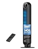 Dreo 28dB Silent Tower Fan, 25 ft/s Velocity Electric Cooling Fan with Remote, 90° Oscillating 4 Speeds 4 Modes 8H Timer LED Display, Quiet Standing Bladeless Floor Fans for Bedroom, Nomad One, Black
