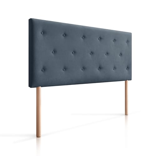 SUENOSZZZ-ESPECIALISTAS DEL DESCANSO Cabecero de Cama Helsinki con Patas nórdicas y tapizado en Tela para Camas de 150 (160 x 100 cm) Tela Azul