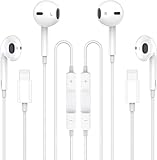 Sundix Apple Earbuds 2Pack [MFi Certified] iPhone Wired Earphones (Built-in Microphone & Volume Control) Noise Canceling Isolating Headphones for iPhone 14/13/12/11/SE/X/XR/XS/8/7, W-White