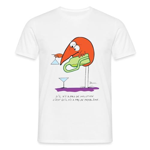Spreadshirt Les Shadoks Logique Pas De Problème T-Shirt Homme, XL, Blanc