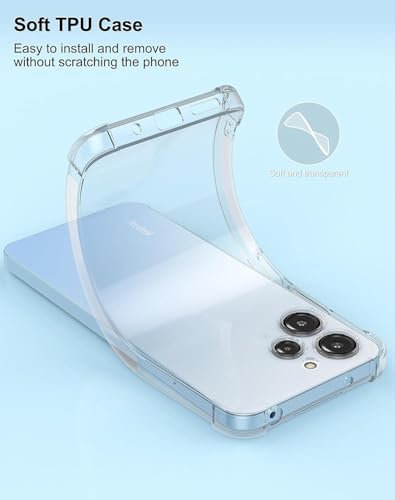 Image of BOXXO Flexible Back Cover for Mi Redmi 12 4G | Back Cover Transparent Clear Shockproof Case Four Corner Protection | Slim Protective Mobile Phone Cover for Mi Redmi 12 4G