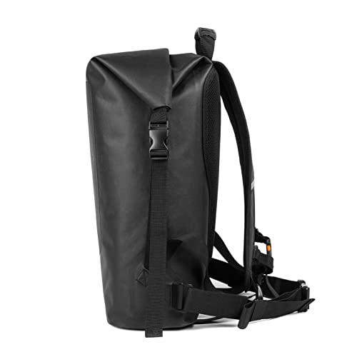 Image of Mountain Land Waterproof Backpack Made of Composite TPU, Roll-Top Closure Dry Bag with Front-Zippered Pocket Cushioned Padded Back Panel Black 30L