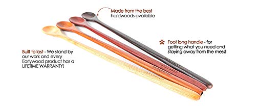 Earlywood 13-Inch Long Handle Wooden Tasting Spoons Set of 4 - Perfect for Mixing Stirring Cooking and as Tea Coffee Cocktail Honey Stirrer Spoon - Wood Tasting Spoon Utensils Hand Crafted in USA - Thumbnail 3