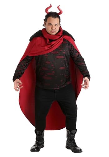 Demon Lord Costume for Adults, Red Devil Costume with Horns for Halloween, Satan Dress-Up Party &...