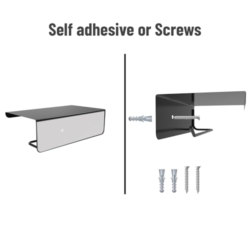 Image of ACHRO Pack of 2 Self Adhesive and Wall Mount Matt Black Stainless Stell Toilet Paper Holder with Mobile Stand, Tissue Paper Holder with Stand, Black Bathroom Accessories