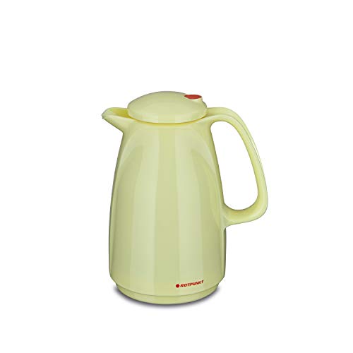 ROTPUNKT Isolierkanne 225 BELLA 0,5 l | Zweifunktions-Drehverschluss | BPA-frei - gesundes trinken | Made in Germany | Warm + Kalthaltung | Glaseinsatz | vanilla