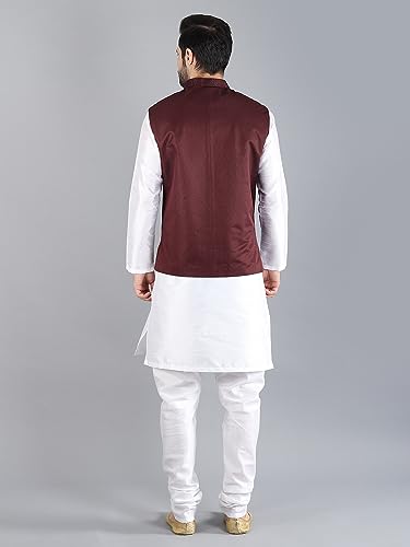 Image of Uri and MacKenzie Men's Silk Blend Kurta Pajama with Designer Ethnic Nehru Jacket /Modi Jacket