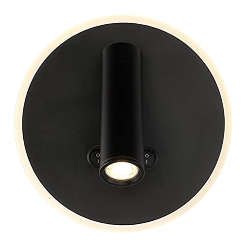 LINCCW Moderne Rond Applique Noir Chevet Lampe de lecture LED Lumière blanche chaude Lampe de chevet Bras de lampe Rotatif lampes de chambre le fer Alu Pour Chambre le salon Salle à manger 10W 3000K Cover