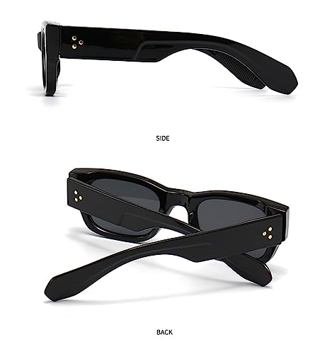 Heptagram Rectangle Sunglasses for Women Men Trendy Chunky Square Eyewear Black Shades UV400 Protection3