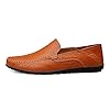 Mens Genuine Leather Casual Shoes Driving Shoes Fashion Slip-on Loafers Red Brown 9 #2