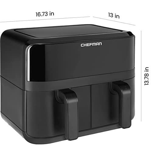Chefman Turbofry Touch Dual Air Fryer, Maximize The Healthiest Meals With Double Basket Capacity, One-Touch Digital Controls And Shake Reminder For The Perfect Crispy And Low-Calorie Finish #TOP5