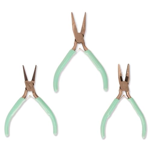 Craftelier - Juego de 3 Tenacillas, Alicates de Precisión para Cortar Alambre, de Punta Plana y Redonda con Mangos Antideslizantes, Herramientas de Acero Inoxidable para Joyería y Scrapbooking