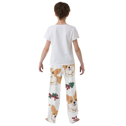 Corgi Dog Berry Boys Long Pants Soft Trousers Elastic Waist Kids Lounge Bottoms with Pockets S-XL3