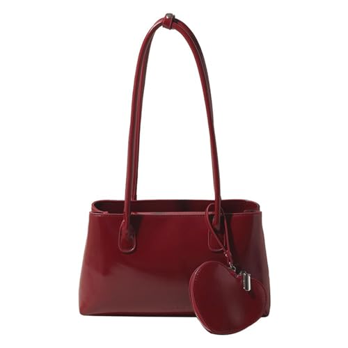 Sac à bandoulière pour femme grand compartiment zippé sac à main rouge tendance