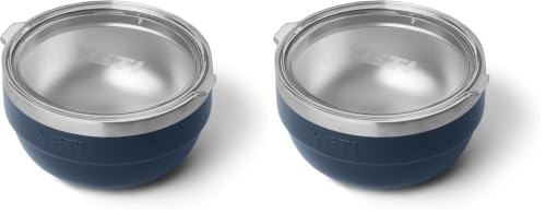 Image of YETI Rambler Bowl, Vacuum Insulated, Stackable and Nestable Stainless Steel Bowl with Lid, 1 Quart, Navy (Pack of 2)
