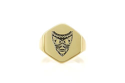 Bague héritage africaine en or 14k un bijou hexagonal d'exception