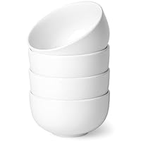 Auanlay Keramik Müslischalen Set 4-teilig, Suppenschüssel, Schüssel Für Suppen, Desserts, Salate, Ramen, Müsli und mehr, Weiß (450ML)