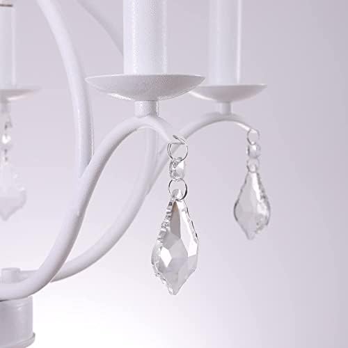 Tochic Matte White Farmhouse Chandeliers Light, 5-Light Classic Candle Ceiling Hanging Light Fixture Modern Pendant Lighting for Kitchen Island, Dining Room, Living Room, 18.74" D