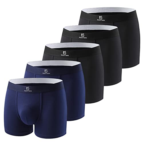GLESTORE Boxer Hommes Calecon Homme (Lot de 5) Shorty sous Vetement Respirant Élastique Personnalise Basic Modal XL Noir & S Marine L
