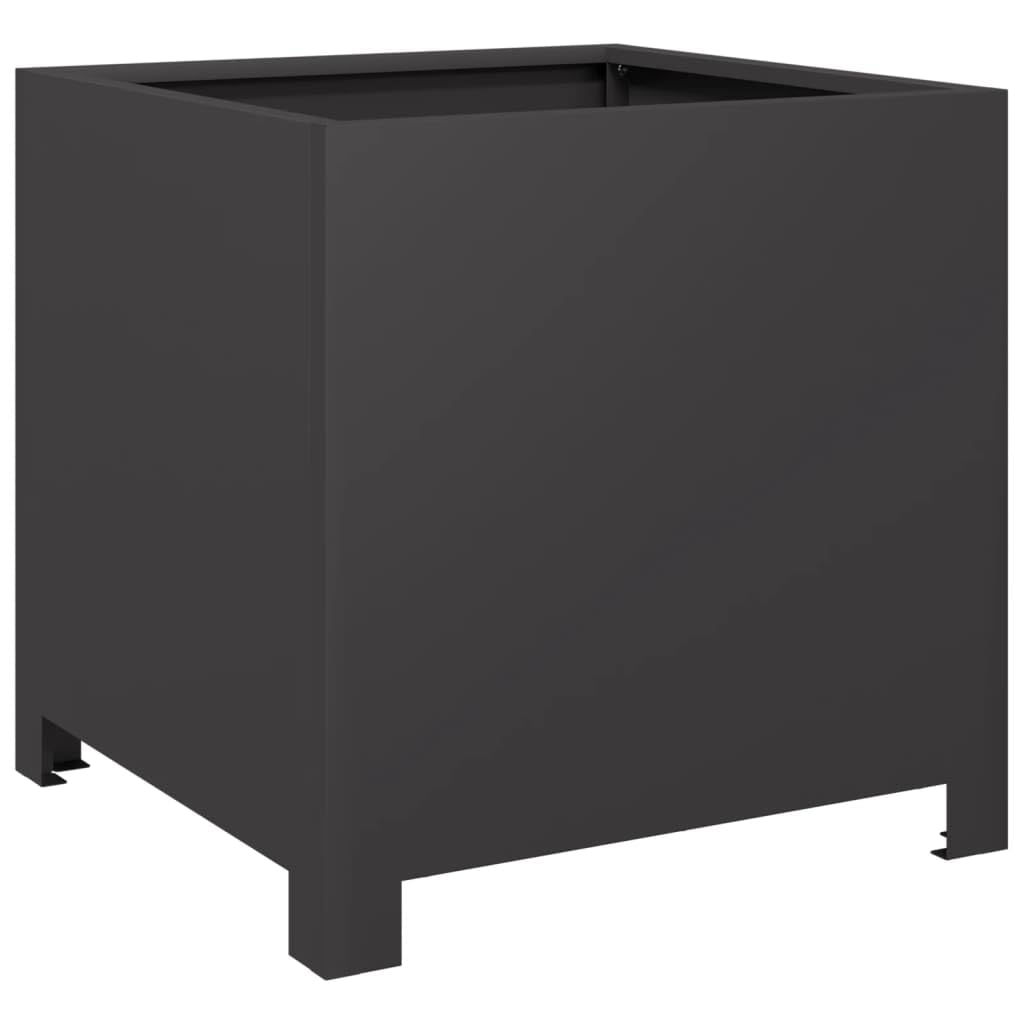 Vidaxl Steel/Black Garden Planter, Plant Pot For Patio Balcony Terrace, Flower Pot For Flower Herb Plant Vegetables, Outdoor Planter Box,