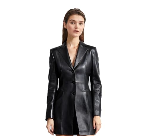 Hemitinum Black and TAN Leather Blazar Coat for Women