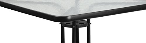 Flash Furniture 31.5'' Square Tempered Glass Metal Table, Clear/Black #TOP5