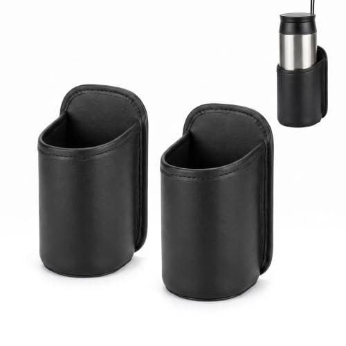 Image of 2 Pack Black Leather Car Cup Holder, Universal Vehicle Cup Holder for Cars, Car Drinks Holders, Easy to Clean & Replace, Fit Most Car Water Bottles