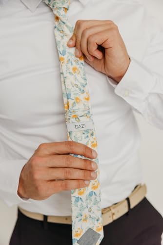 Image of DAZI Men's Skinny Tie Floral Print Cotton Necktie, Great for Weddings, Groom, Groomsmen, Missions, Dances, Gifts.