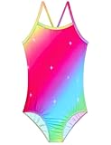 Alikhonf Girls Swimsuit One-Piece Bathing Suit Size 5-6 Years Rainbow Swimwear for Summer