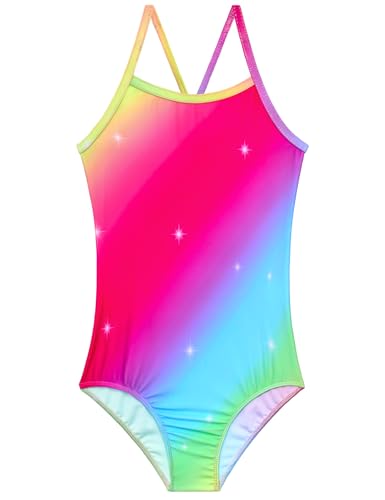 Alikhonf Girls Swimsuit One-Piece Bathing Suit Size 5-6 Years Rainbow Swimwear for Summer