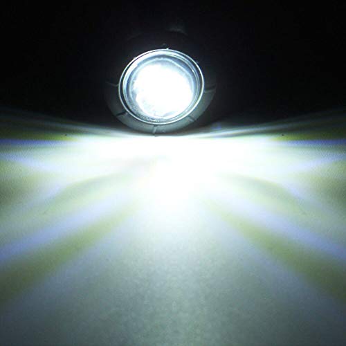 Tmh 50 Pcs 3/4 Inch White Light 3 Led Clearance Markers Side Marker Indicator Lights Mini Round Front Rear 3 Led With Rubber For Truck Trailer Car Bus 12V Dc #TOP6