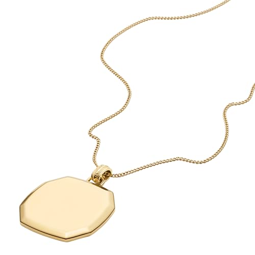 Image of Fossil Women's Gold-Tone Stainless Steel Pendant Chain Necklace for Women