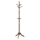 不二貿易 コートハンガー ハンガーラック スリム 木製 幅50.8×奥行43×高さ183cm ダークブラウン 3段フック 玄関 10264