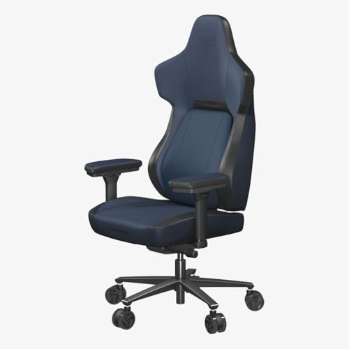 CORE Modern - Sedia ergonomica da gaming, seduta inclinabile, supporto lombare, poggiatesta in memory foam, poggiapiedi, ecopelle – blu - Sedia gaming - Immagine 5