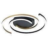 EGLO LED Deckenlampe Conettilia, Deckenleuchte dimmbar per Fernbedienung, Lampe Decke aus Metall in Schwarz und Messing, warmweiß-kaltweiß, Ø 48 cm