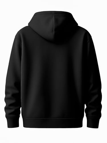 Image of Mens Full Zip Hooded Sweatshirt - Premium Fleece Black Hoodie with Front Pockets | Casual & Athletic Wear