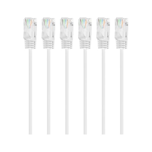 Image of Mygatti 6 Pack Ultra Slim CAT6 Ethernet Cable 0.15m-White, 15cm Flexible UTP LAN Cord, 1Gbps High Speed RJ45 Network Cable, OD 2.8mm Thin Design for Router, Modem, Switch, Laptop & Home Network
