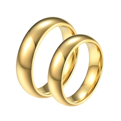 Anneau bague tungstène or 6mm poli pour homme et femme