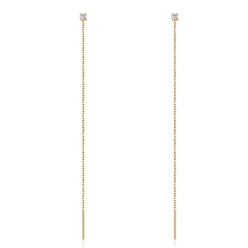 S.Leaf Cz Threader Earrings Sterling Silver Thread Earrings for Women…