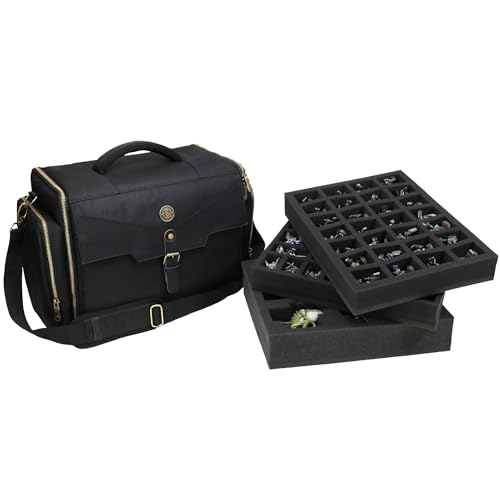 ENHANCE Wide Base Miniature Carrying Case - Mini Figure Storage fits 58 Wide Base Minis & Pick & Pluck for Large Figures - Book Sleeve & 2 Accessory Pockets for Measuring Tape, Dice & More