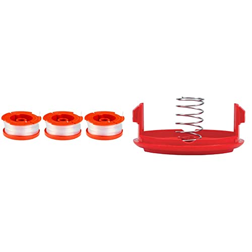Image of Craftsman String Trimmer Line, 0.065- Inch, 3-Pack Spools, 30 Foot (CMZST0653) & String Trimmer Spool Cap (CMZST120SC)