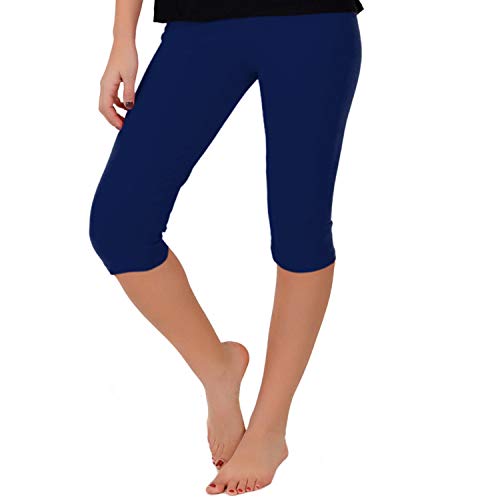Stretch is Comfort Women's Knee-Length Leggings Navy Blue 2X