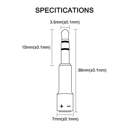 Adaptador de 2 pines hembra a 3.5mm macho para auriculares miniatura 4