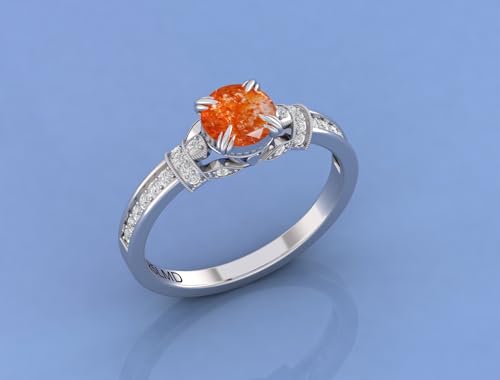 925 Sterling Silver 6MM Round Natural Gemstone Engagement Ring for Women – Natural Sunstone | Birthstone Promise Ring, Anniversary Jewelry2