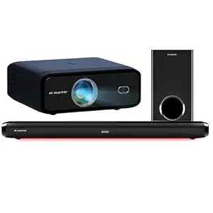 E Gate S9 Pro Home Theatre Combo | Automatic Android Projector + 210W Soundbar with ARC |100% Dust Proof, 15500L, 1080 Native, 4k Support, 2-32GB, Bluetooth (Sound Bar and projectors for Home Cinema)